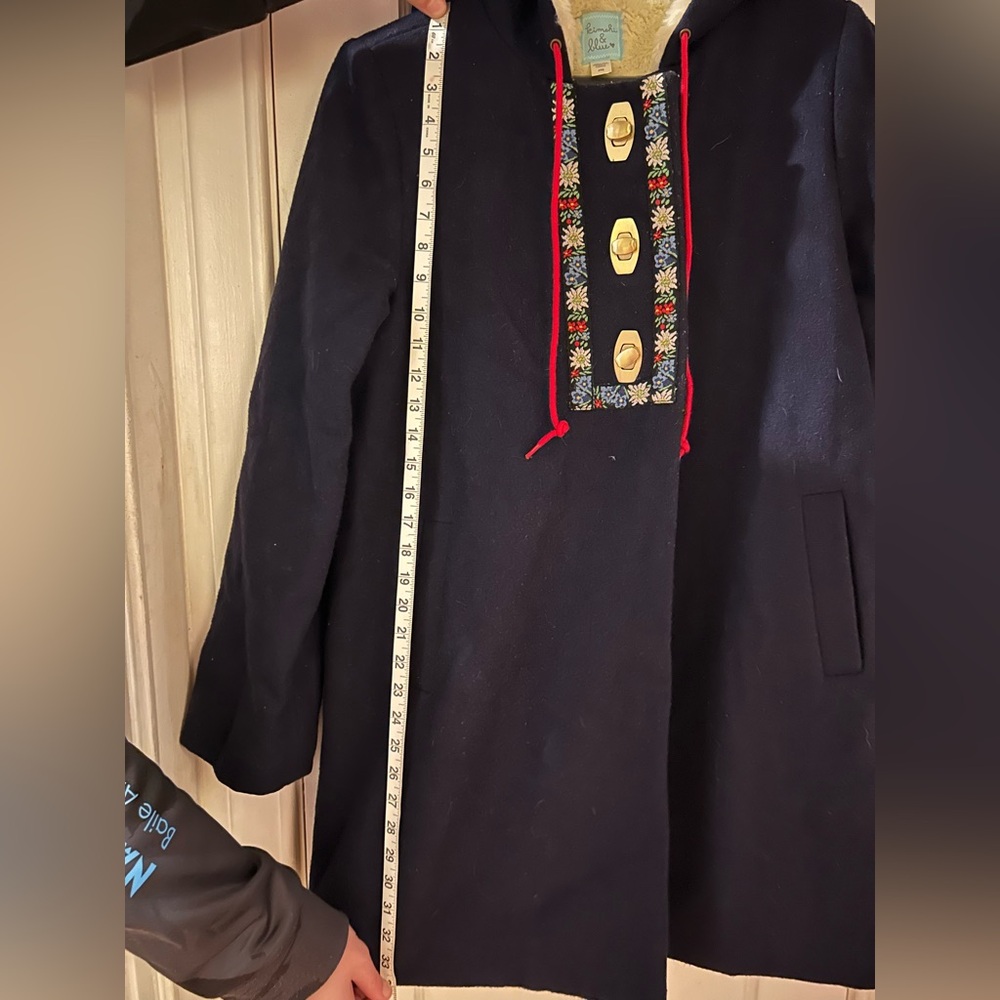 Kimchi & Blue Navy Pea Coat with Floral Embroidery - Picture 2 of 11